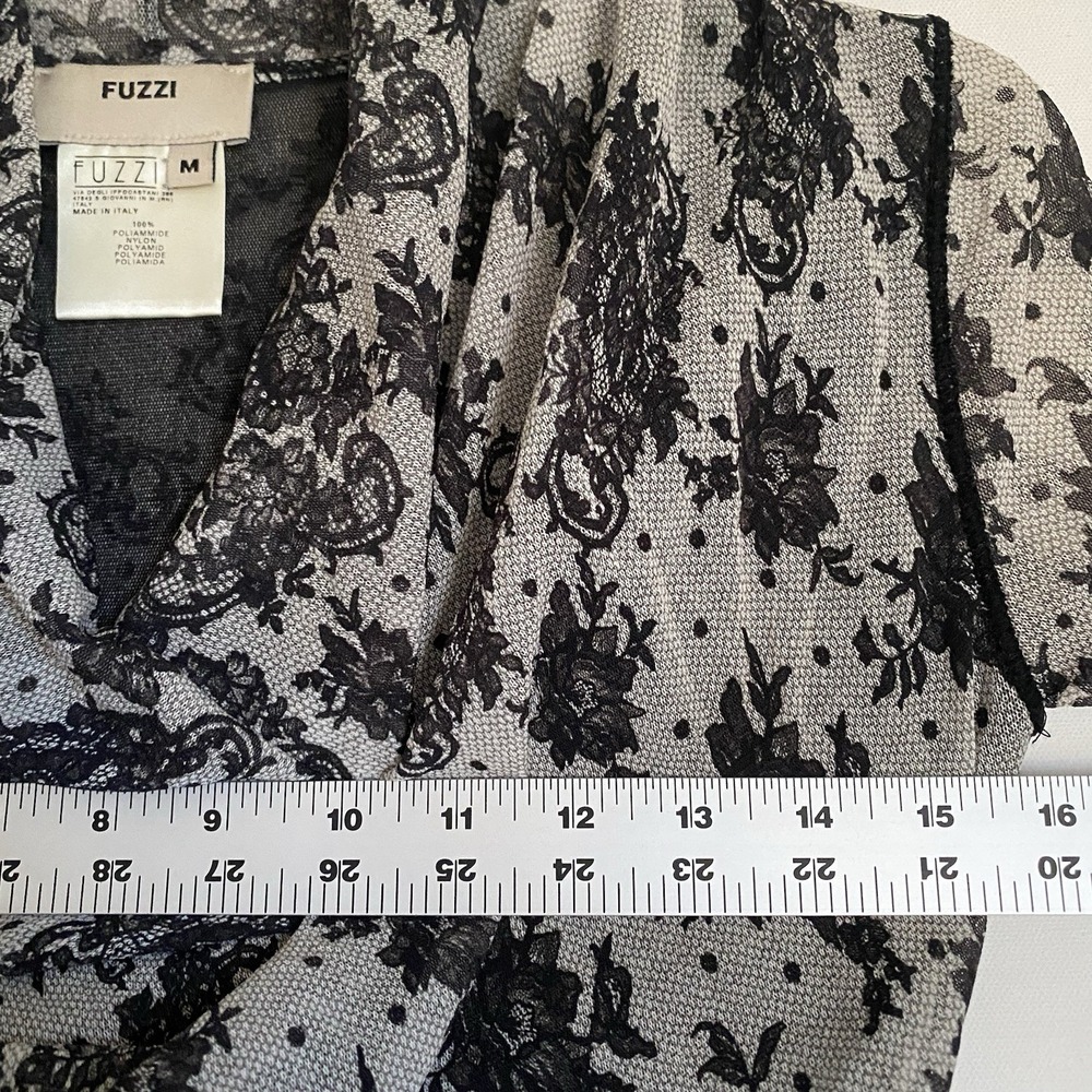 Fuzzi Mini Bodycon Dress M Black Floral Long Sleeve Gothic Dark Romance Y2K - Picture 6 of 9
